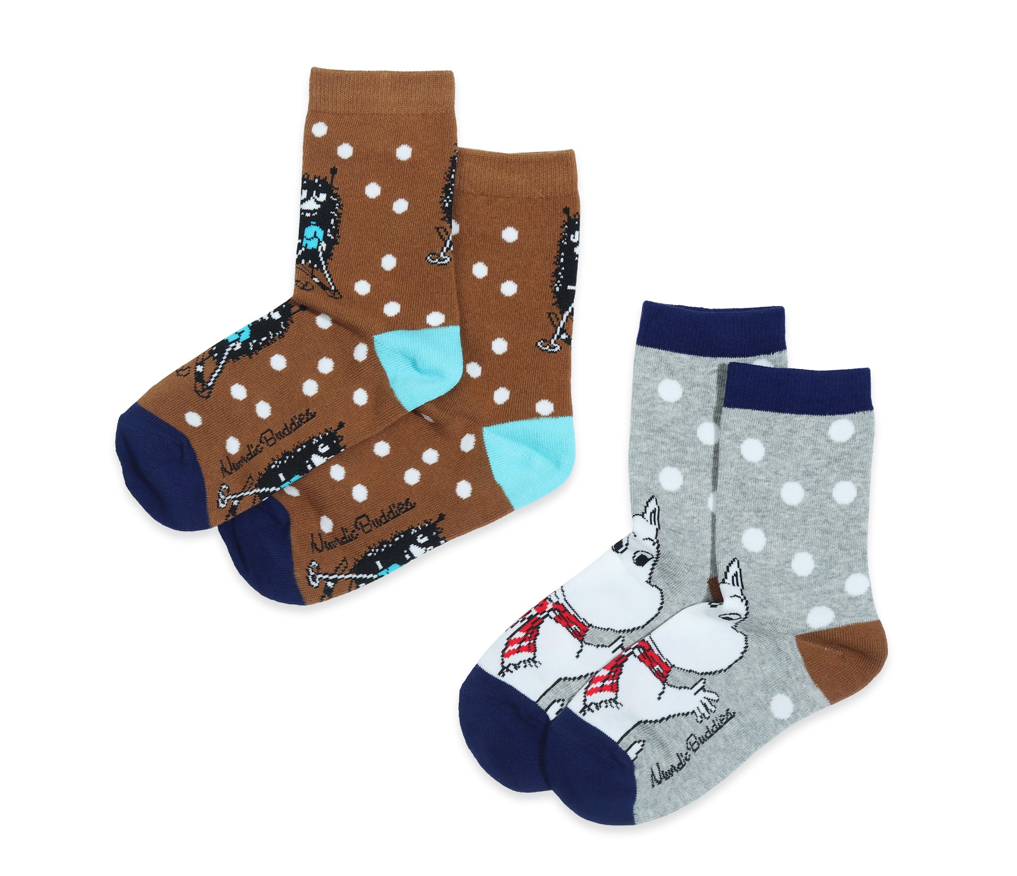 Kids Double Pack Moomintroll and Stinky Socks - Brown and Grey