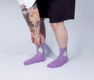 Moomintroll Angry Retro Men Socks - Purple