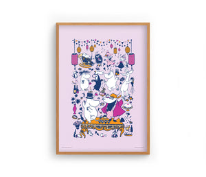 Moomin Party Poster 50x70cm - Lilac