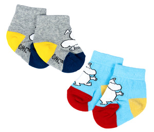 Moomin Baby Socks Douple Pack Blue Grey Moomintroll | Muumi Vauvojen Sukat Tuplapakkaus Sininen Harmaa Muumipeikko
