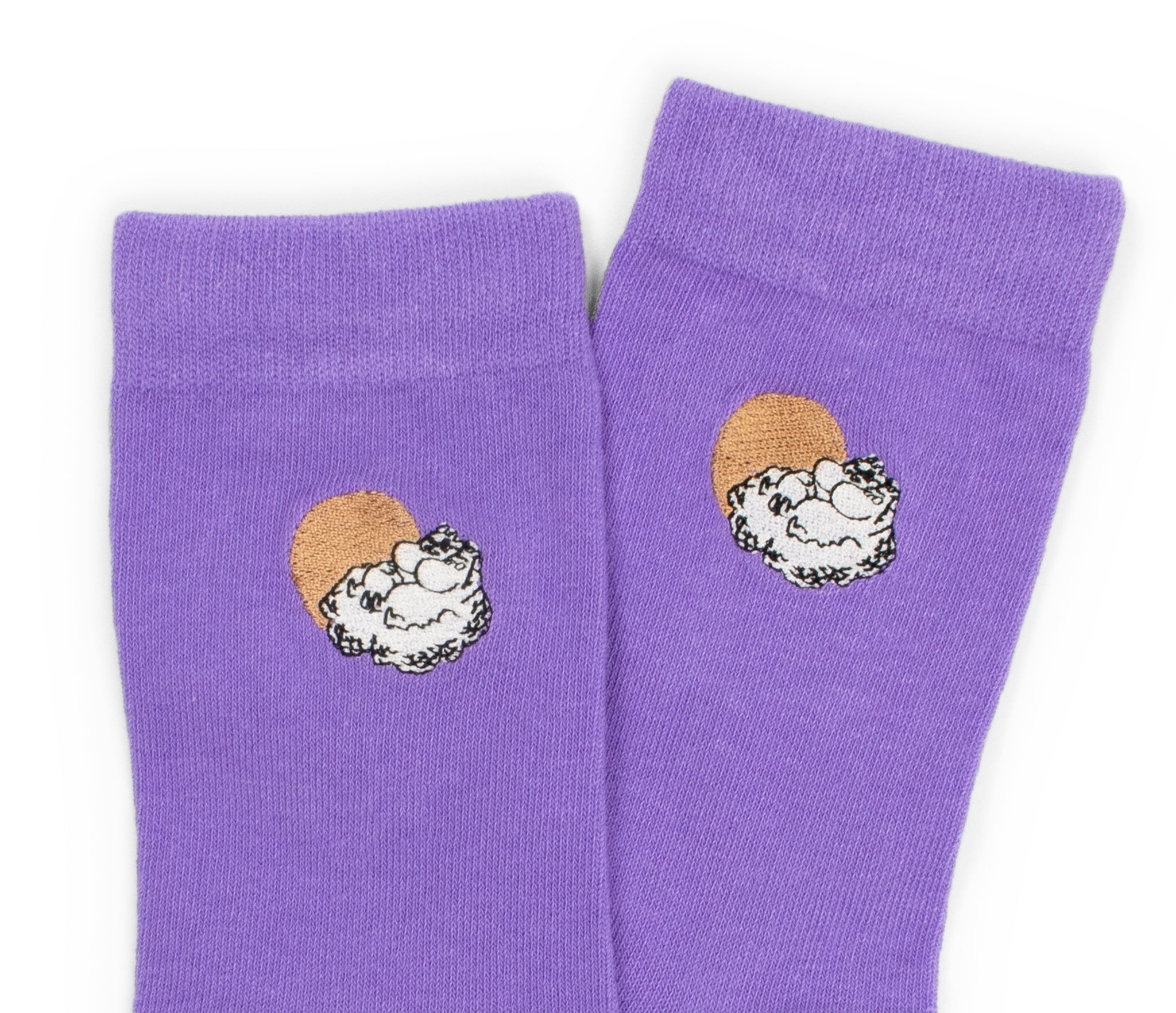 Moomin Ladies Embroidery Socks Purple Moomintroll Snorkmaiden | Muumi Naisten Brodeeratut Sukat Violetti Muumipeikko Niiskuneiti