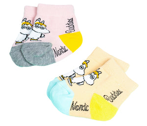 Moomin Baby Socks Douple Pack Pink Beige Snorkmaiden | Muumi Vauvojen Sukat Tuplapakkaus Vaaleanpunainen Beige Niiskuneiti