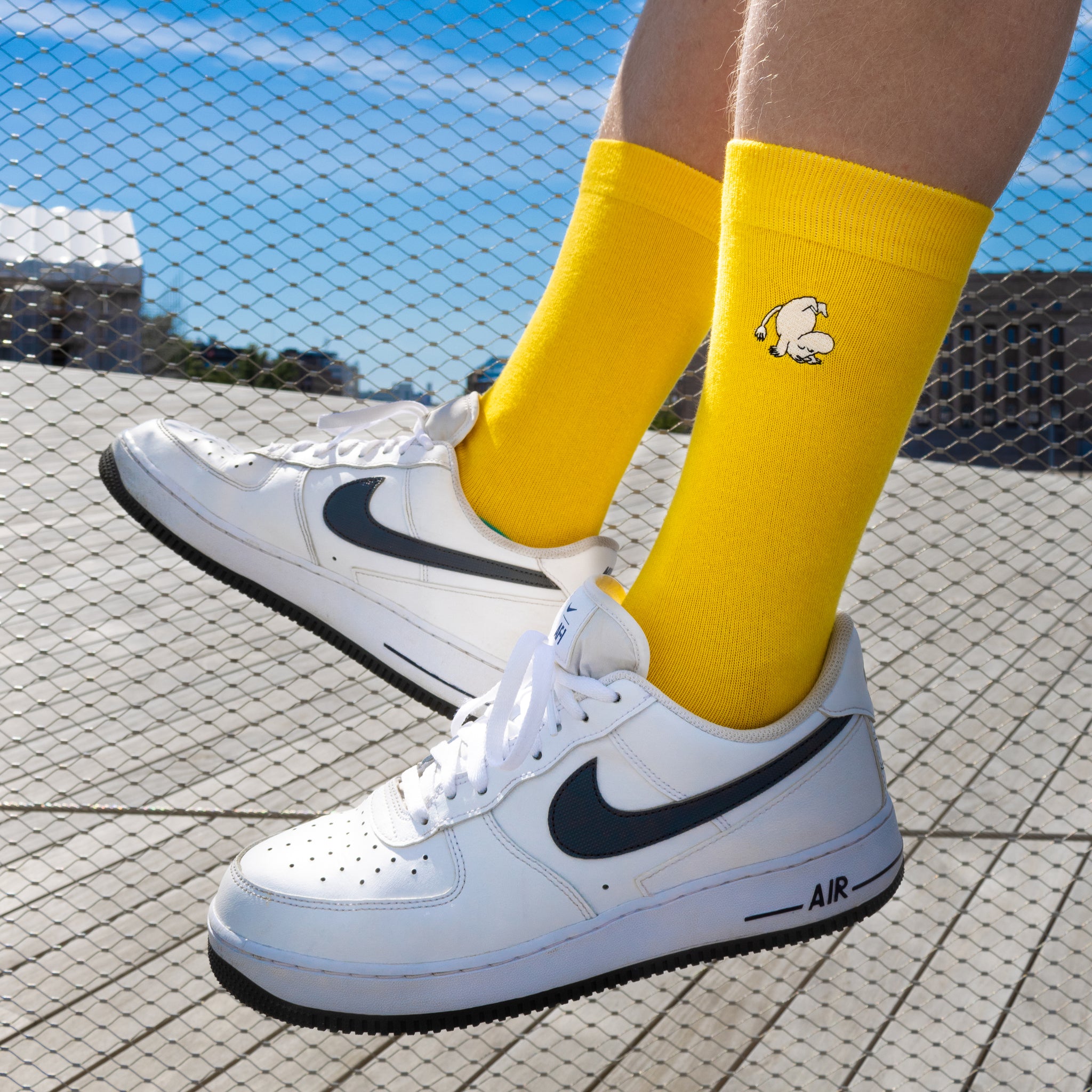 Moomin Men’s Embroidery Socks Yellow Moomintroll | Muumi Miesten Brodeeratut Sukat Keltainen Muumipeikko