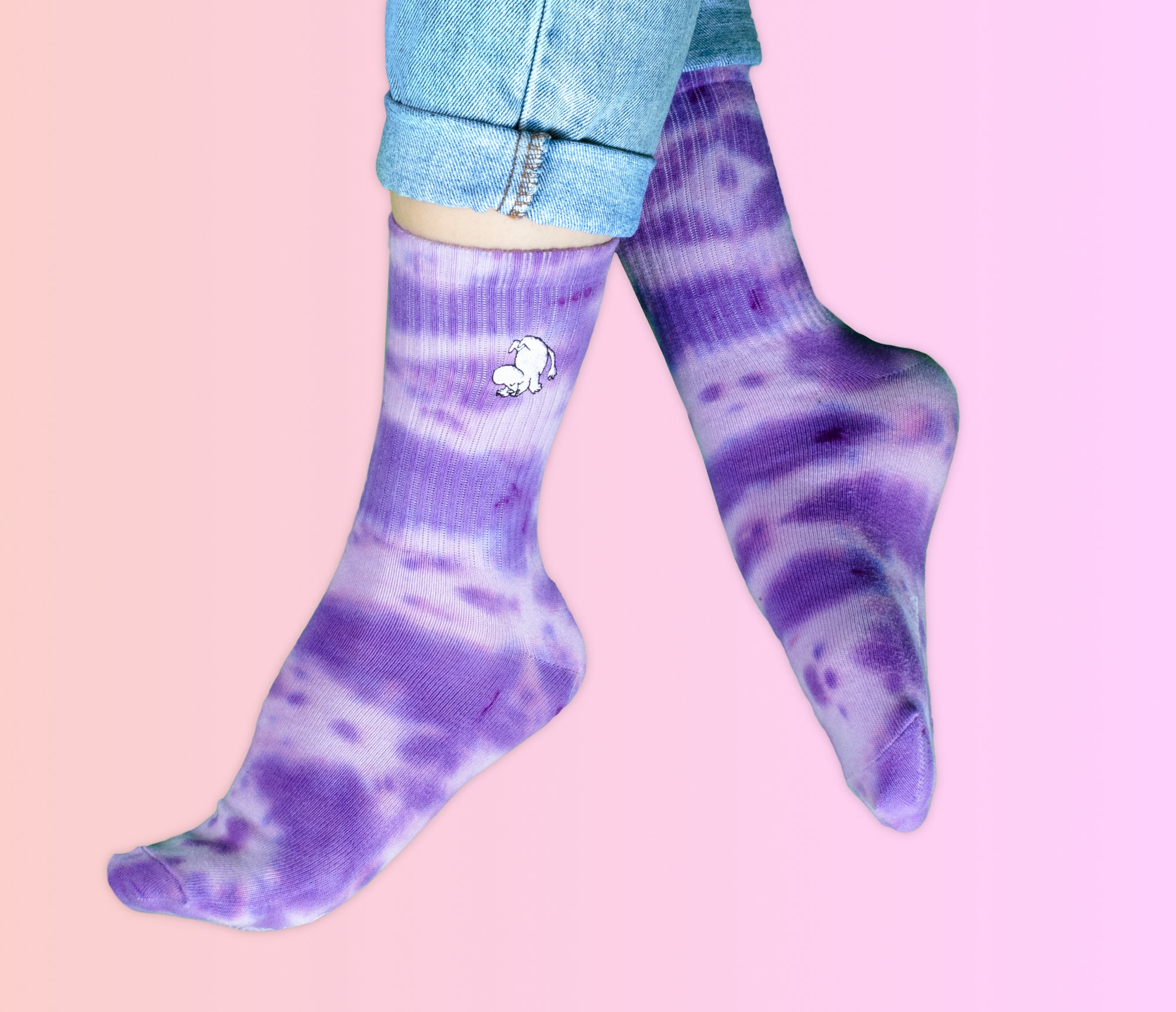 Moomin Ladies Retro Tie Dye Socks Purple Moomintroll | Muumi Naisten Retro Tie Dye Sukat Violetti Muumipeikko